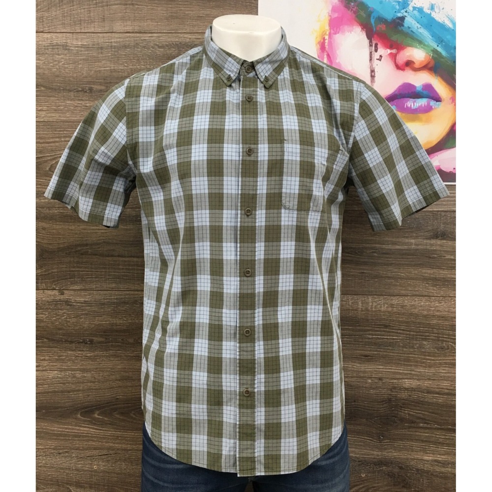 Outerknown Shirt Mens Size L Organic Cotton Short Sleeve Button Down Plaid